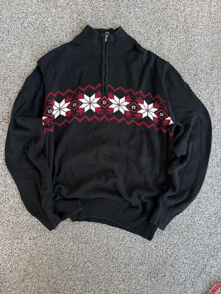 Patterned Zip Sweater