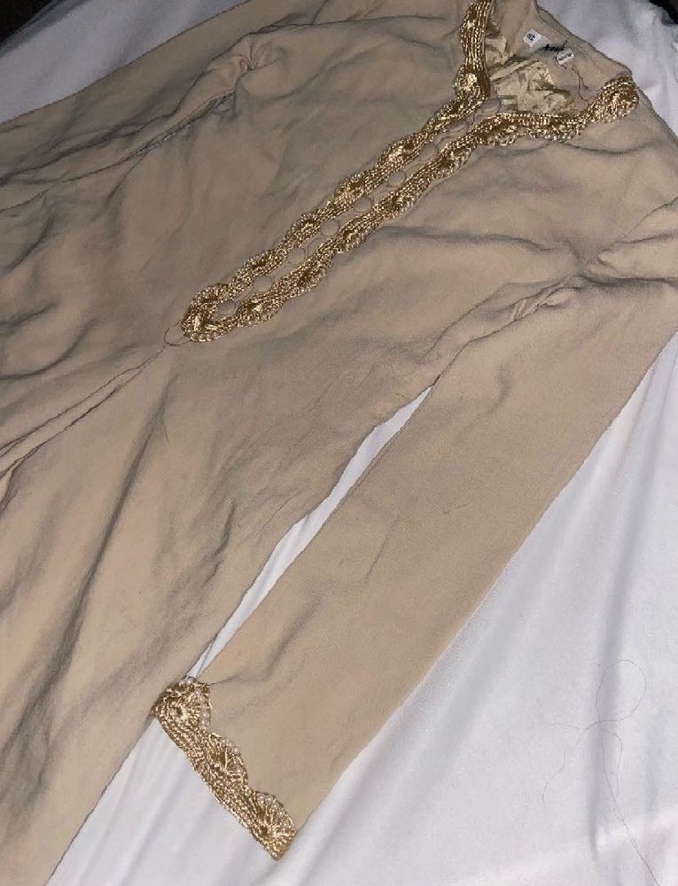 Beige Gotta Work Full Sleeve Anarkali Kurta