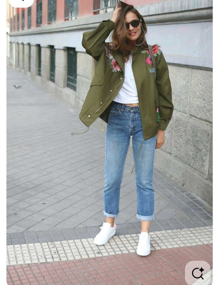 zara Green Floral Embroidered Jacket