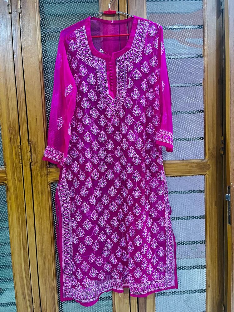 Pink Embroidered Kurta