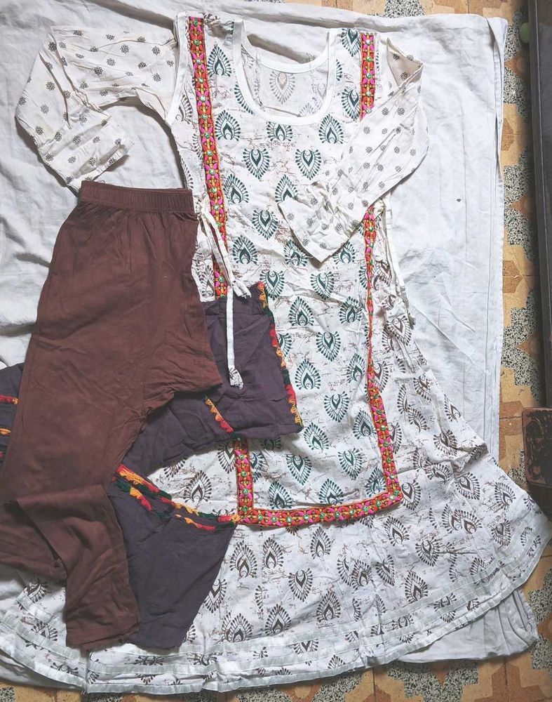 Embroidered Frock Leggings Dupatta Set