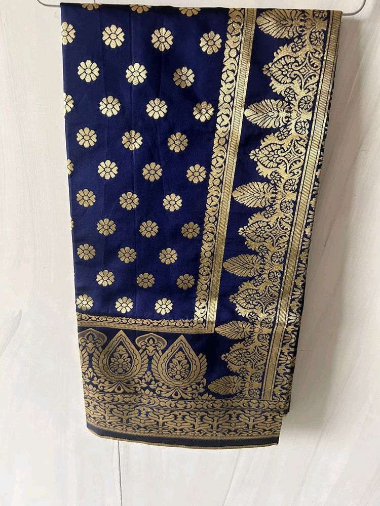 Banarasi Cotton Blue Saree