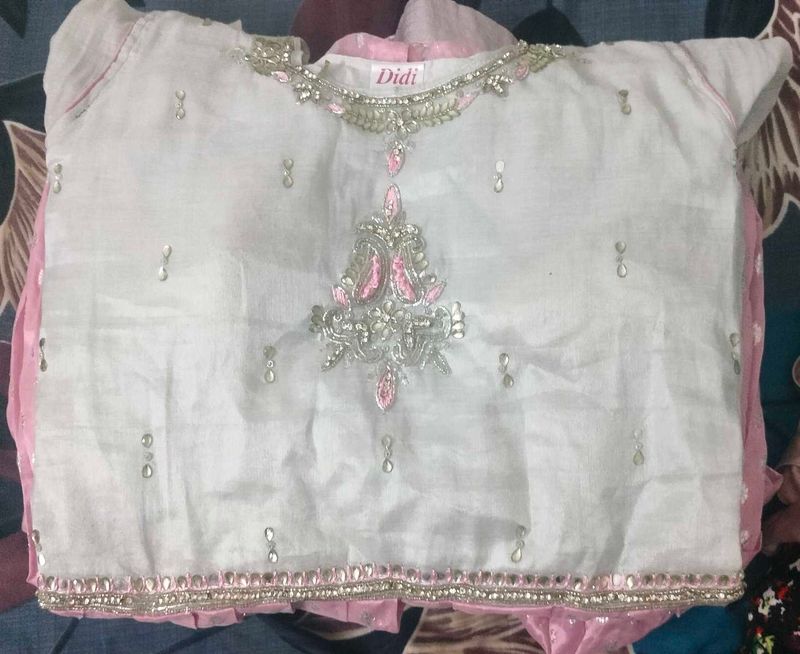Didi White and Pink Embellished Top