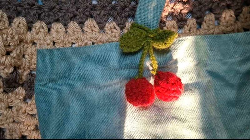 Unique Handmade cherry charm keychain