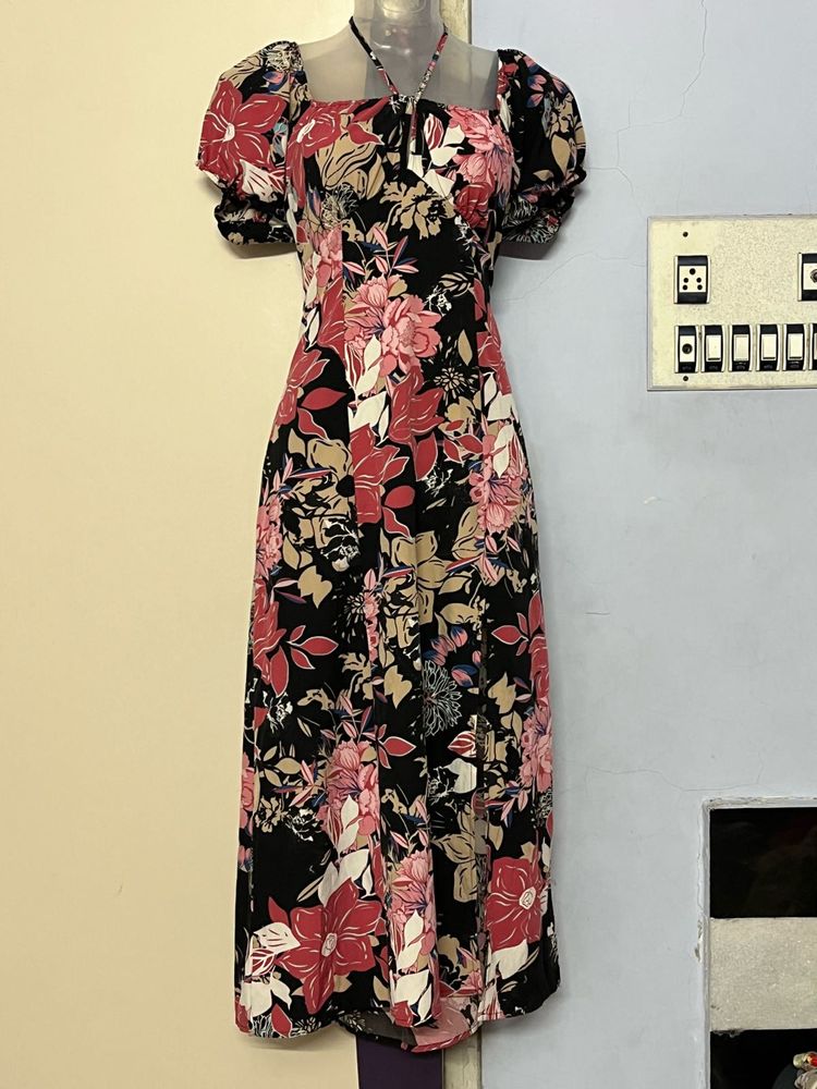 Pintrest Floral Print Midi Dress
