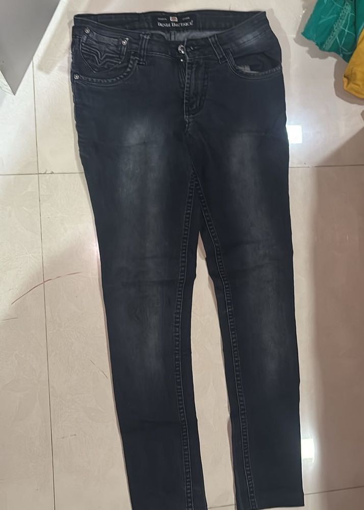 Black with white shade Midwaist Denim Jeans