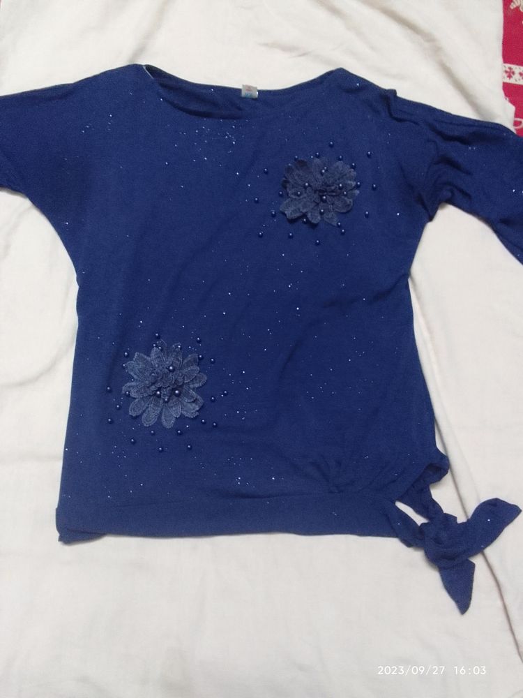 Fancy Navy Blue Top For Girls