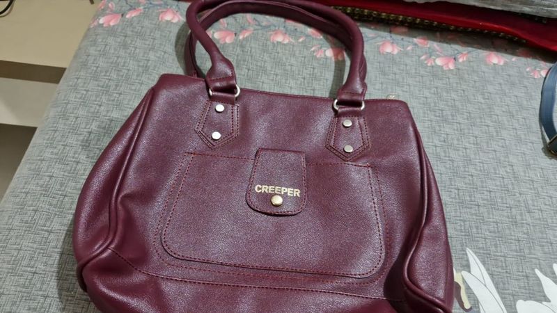 Burgundy &#39;Creeper&#39; Handbag