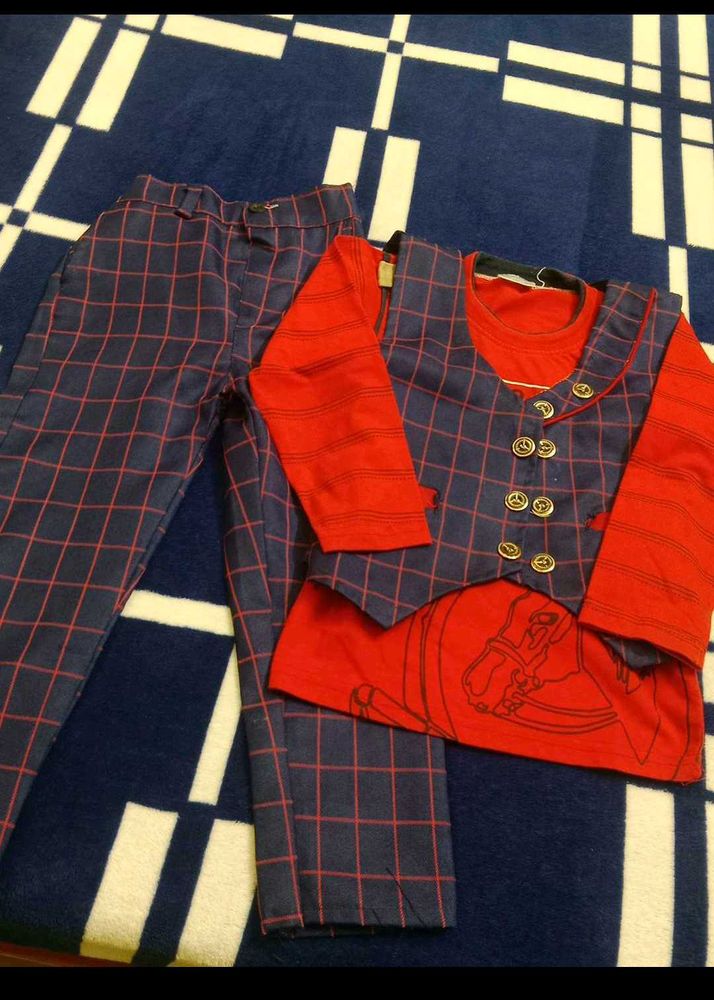 Boys Red &amp; Navy 3-Piece Outfit