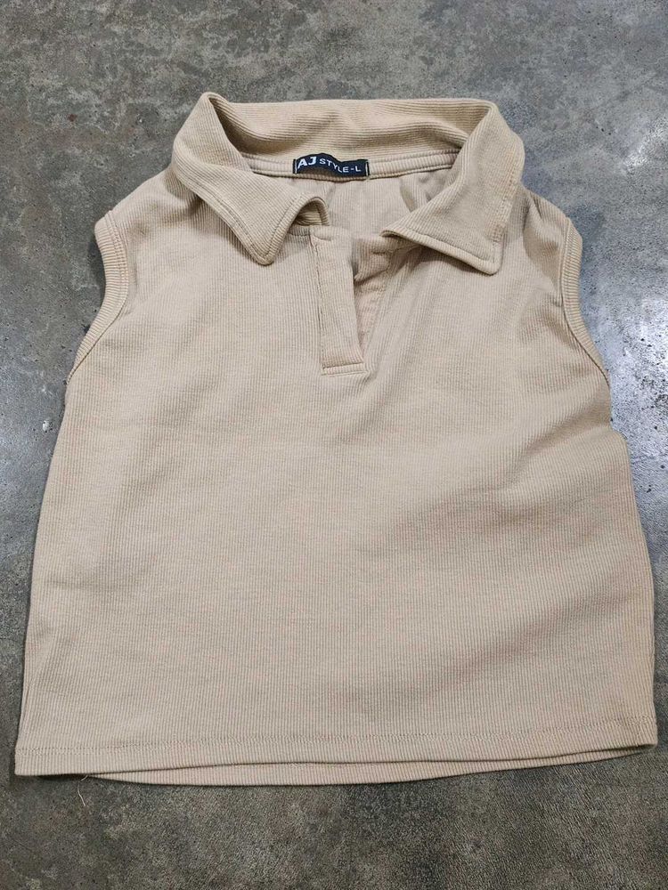 Sleeveless Polo Top