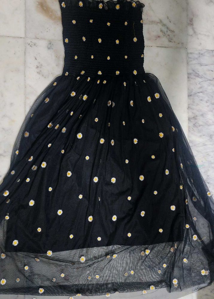 Black Floral Daisy Dress