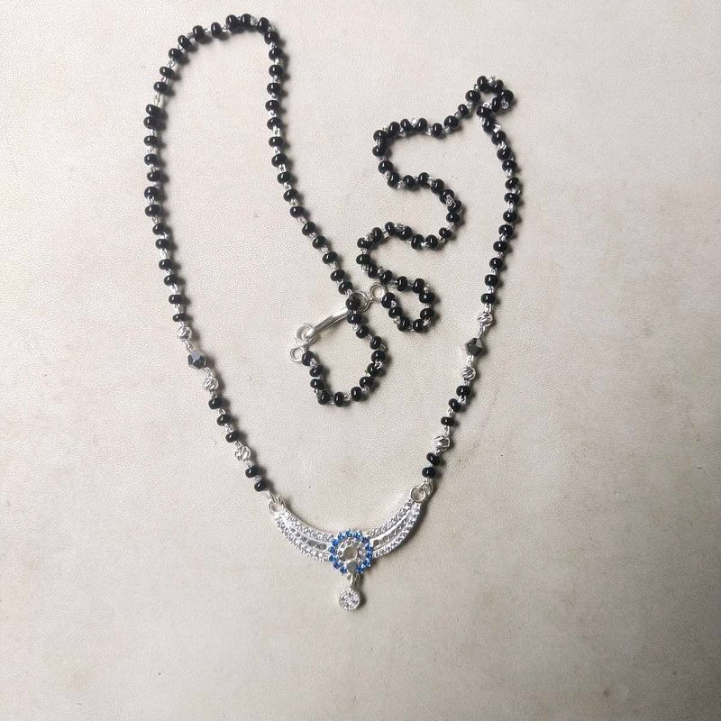 Pure Silver Beautiful Blue CZ Mangalsutra