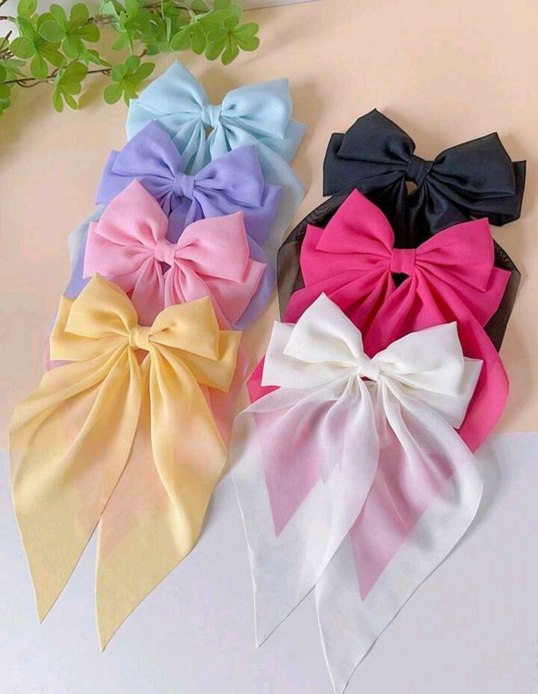 Cute Ribbon Bow Hair Clips - Set of 5