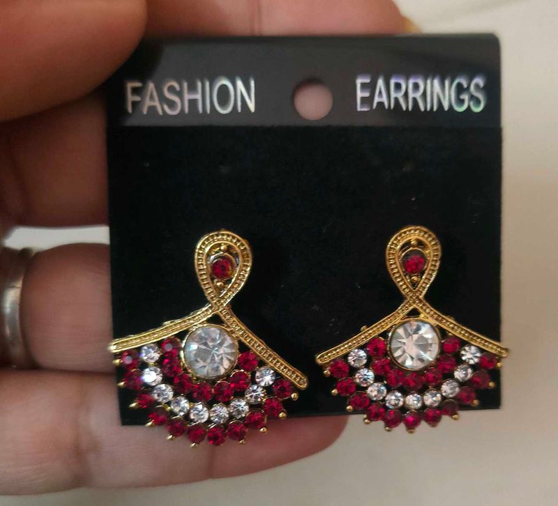 Fashion Earrings - Red &amp; White