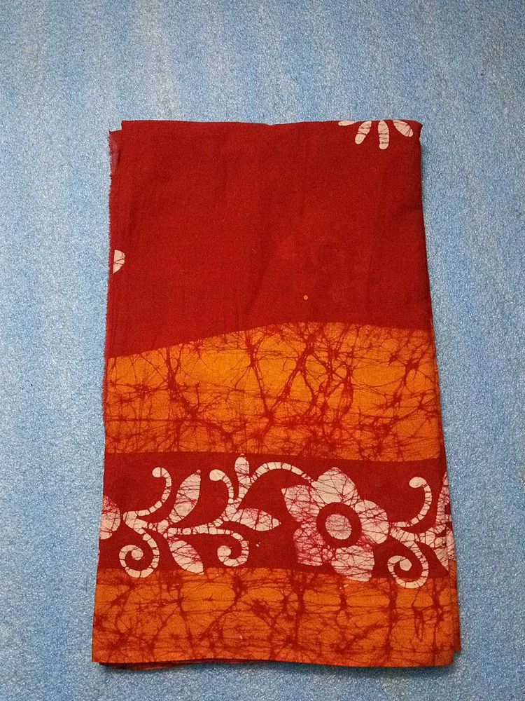 Red &amp; Orange Batik Saree