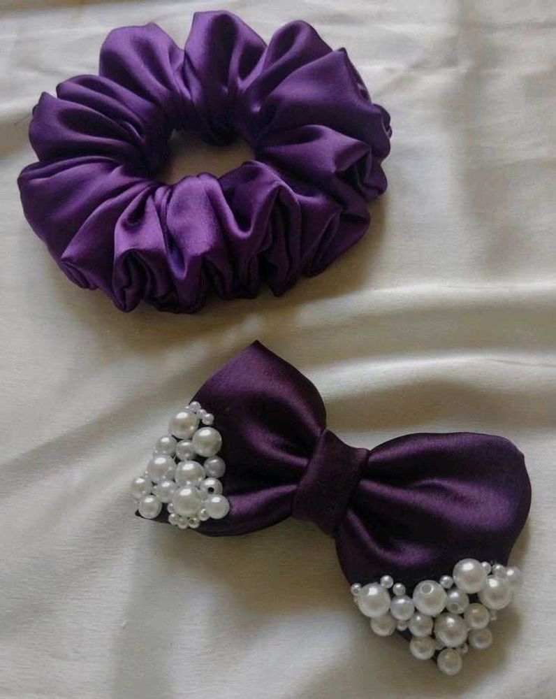 Purple Scrunchie &amp; Bow Set