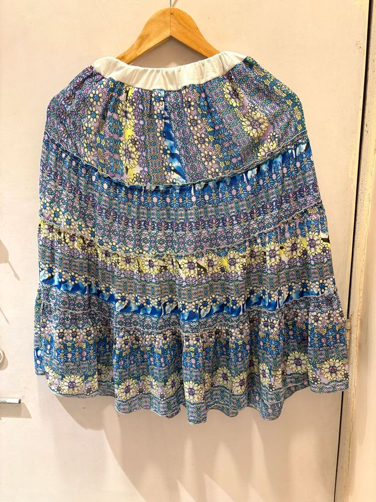 Tiered Floral Print Skirt