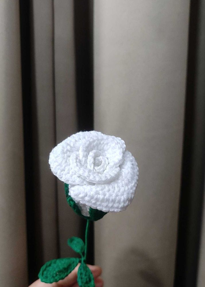 Handmade Crochet White Rose