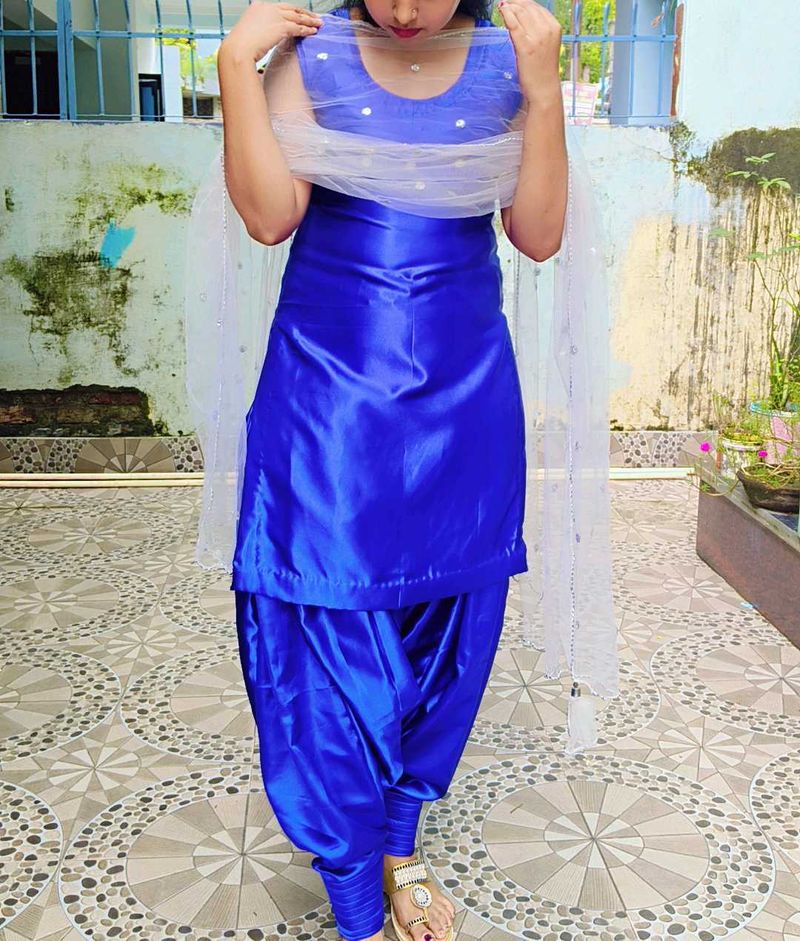 Blue Satin Salwar Suit