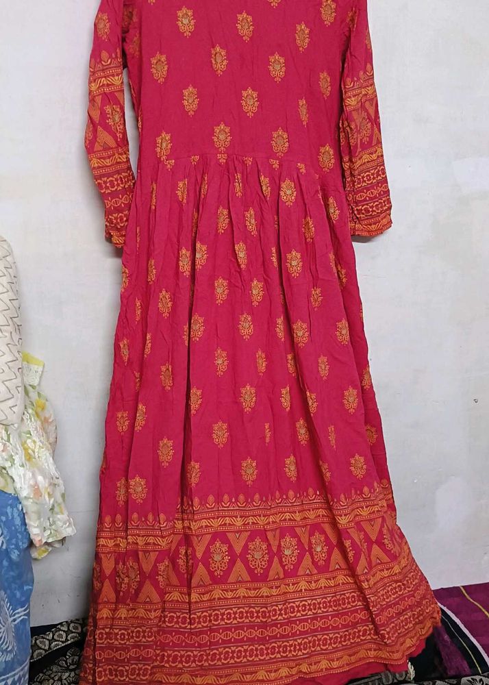 Pink &amp; Gold Anarkali Dress