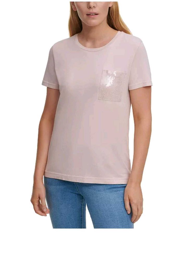 Dkny Womens Pocket Sequined T-Shirt