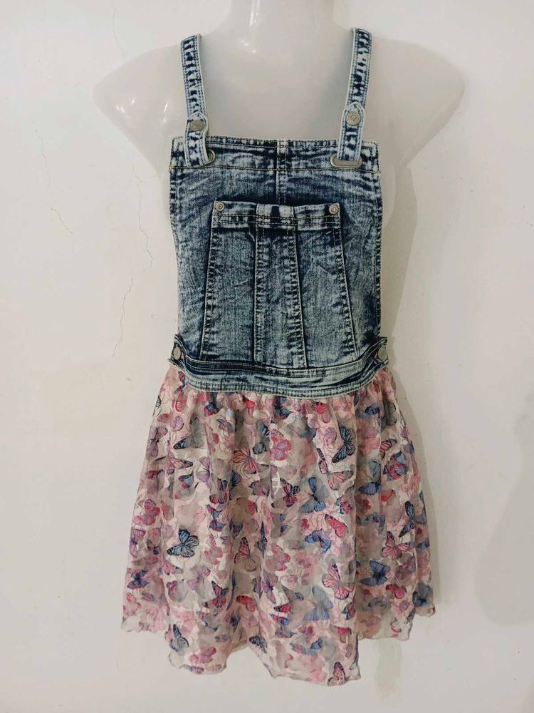 DENIM OVERALL BUTTERFLY DRESS