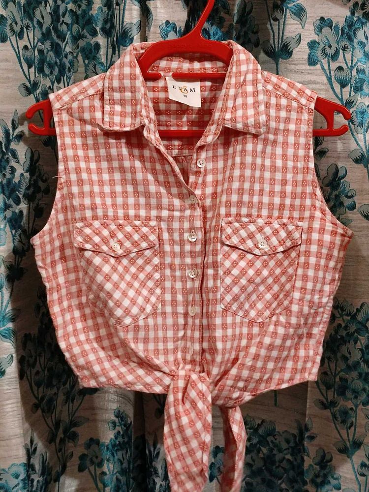 Retro Gingham Tie-Front Top