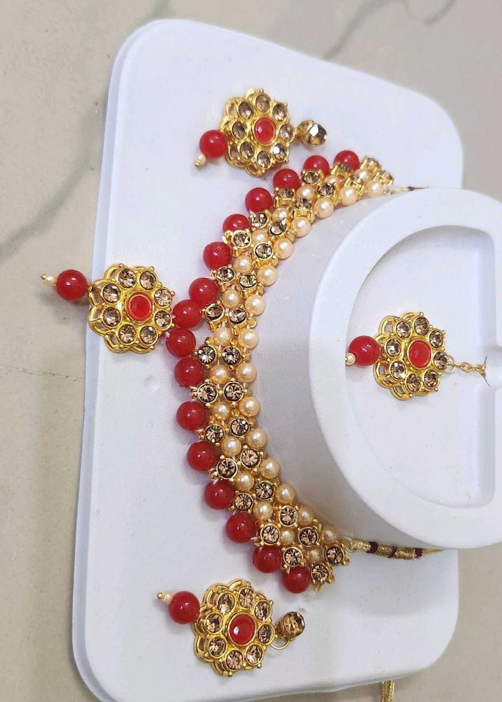 Elegant Red &amp; Gold Jewelry Set