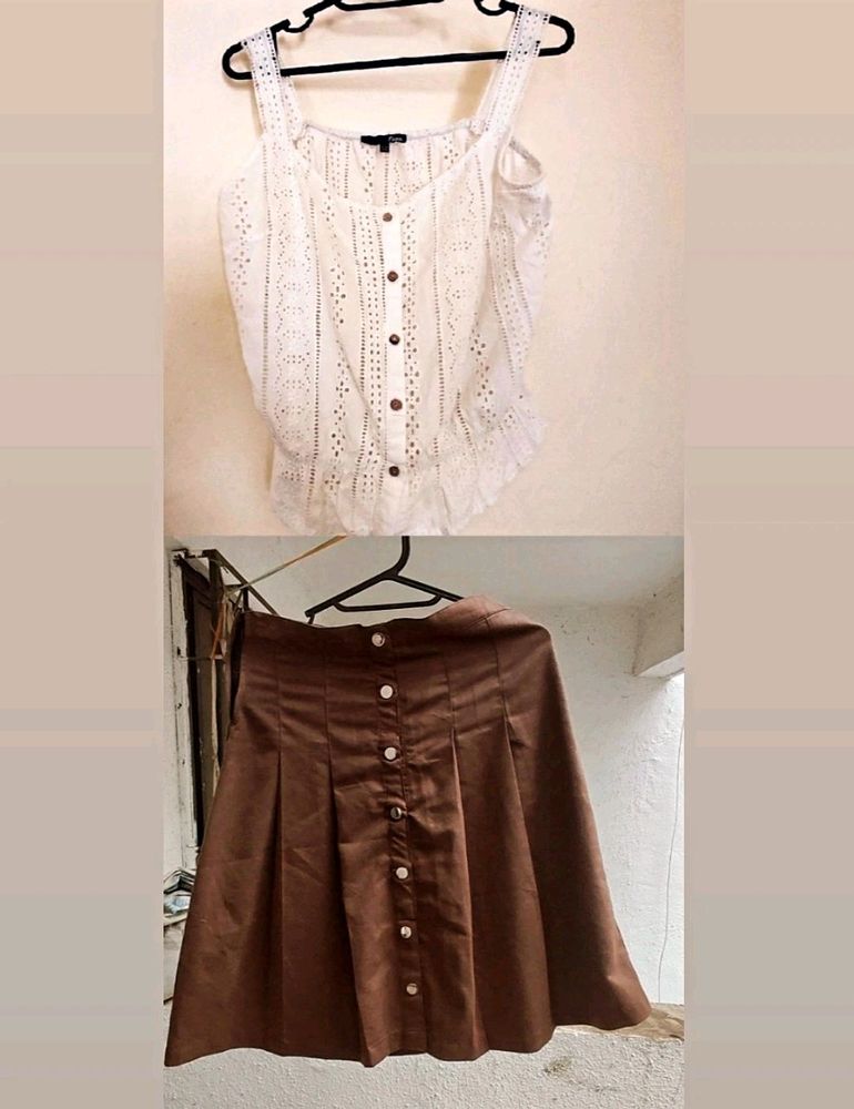 Buttoned Top &amp; Skirt Set