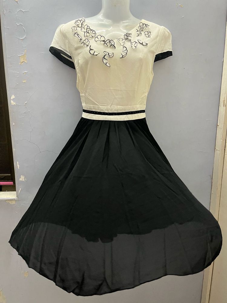 Korean Black Designer Flared One Piece