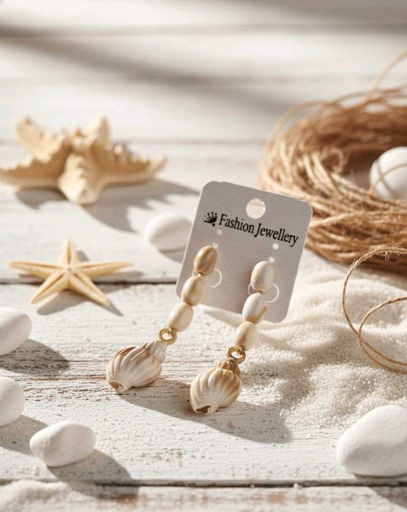 Seashell Dangle Earrings with Cowrie Shell Beads