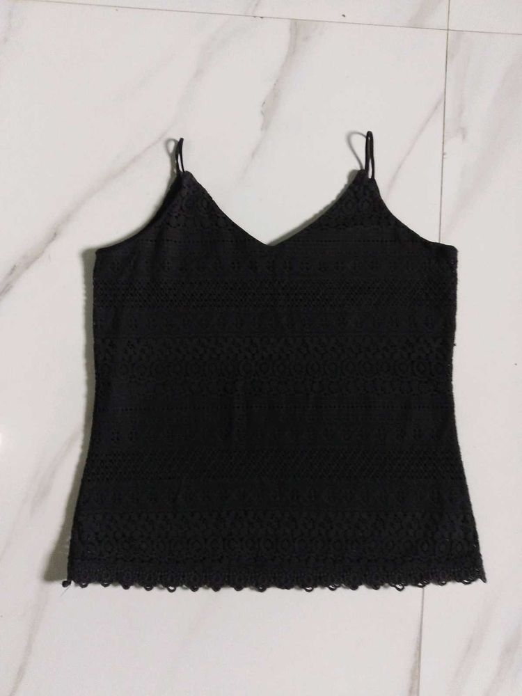 Combo Black Lace Cami nd Light Green cropped Top