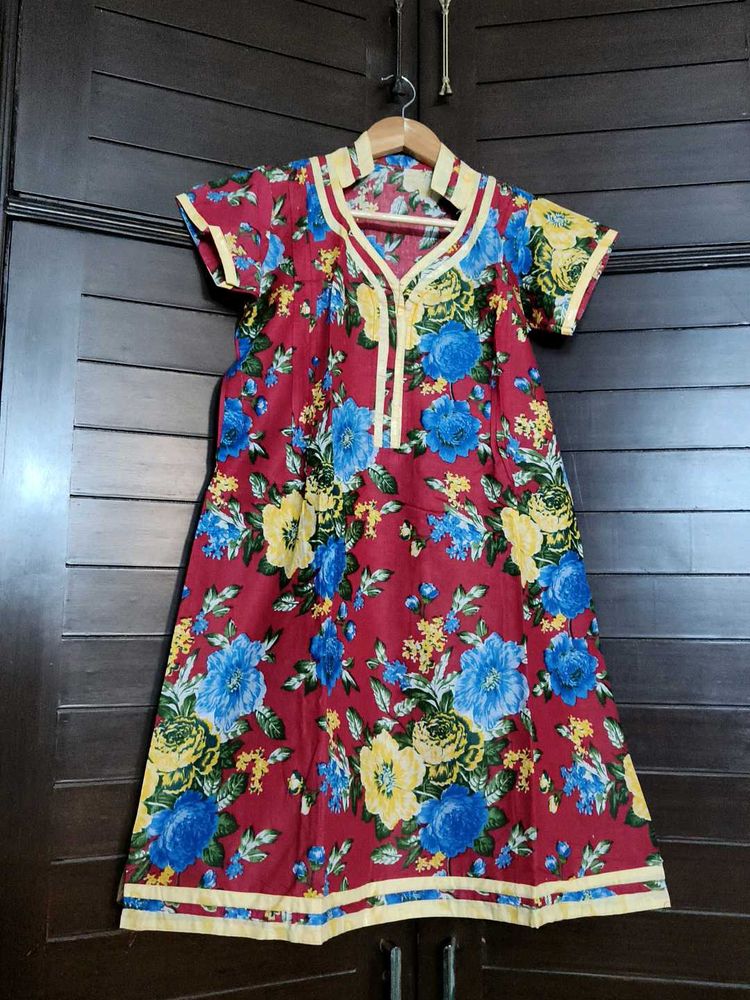 Women Cotton Floral Printed A-line Kurta