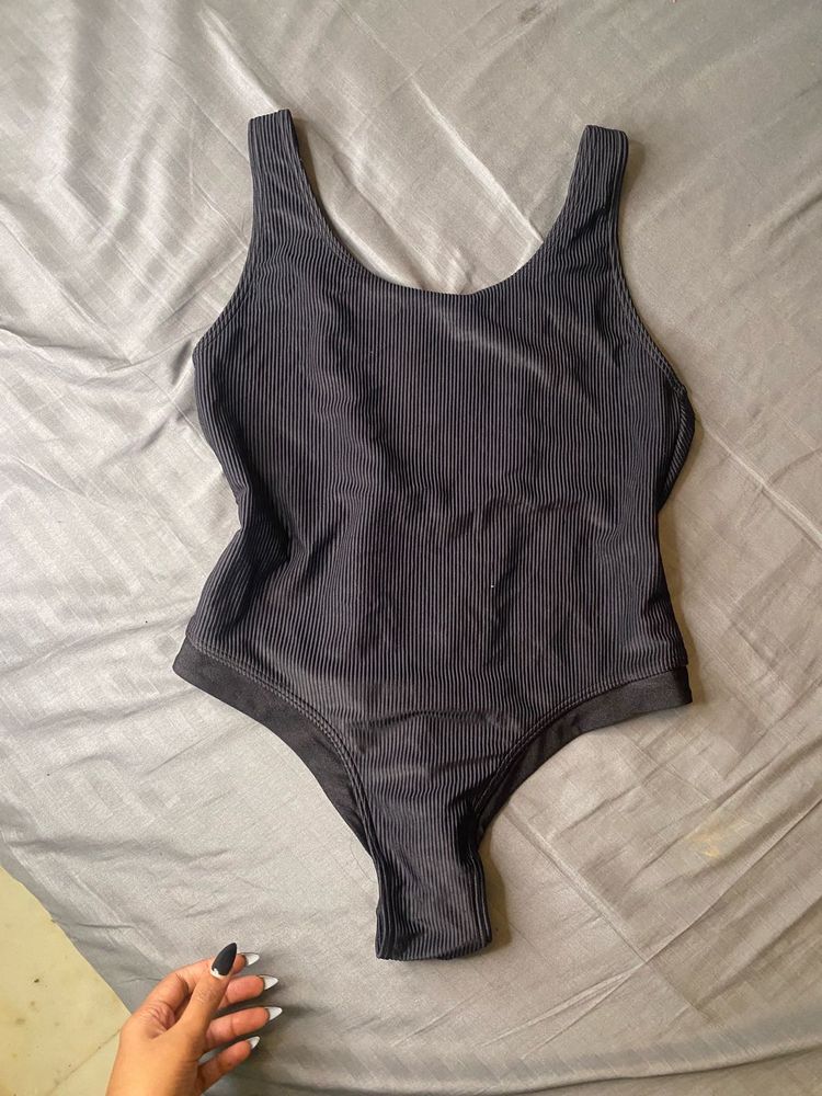Black Ribbed One Piece