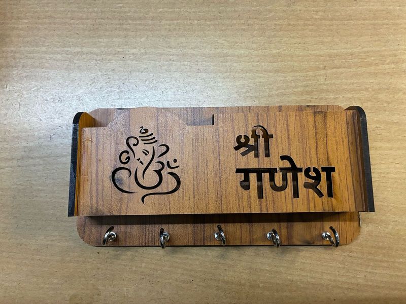 Wooden Ganesha Key &amp; Mail Holder