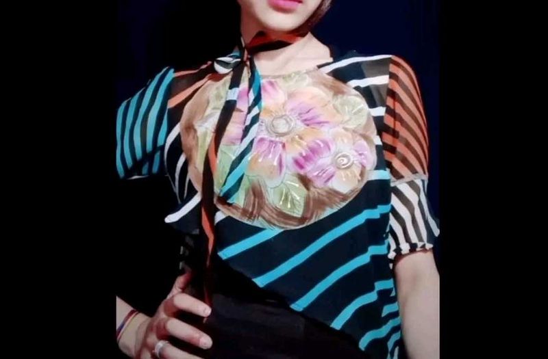 Striped Floral Sheer Top