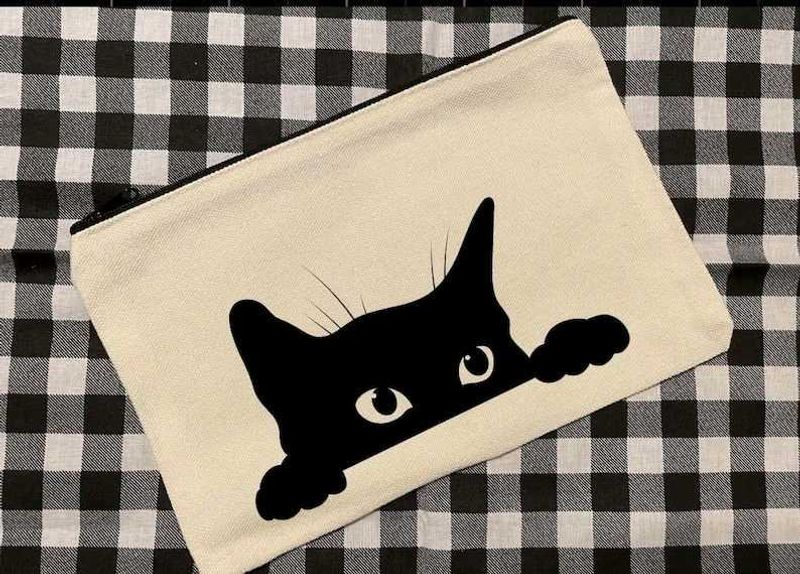 Cat Zipper Pouch handpainted