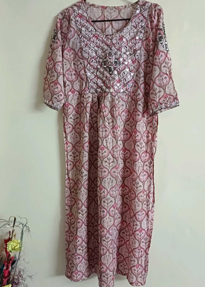 Floral Print Cotton Blend Kurit Pant Set