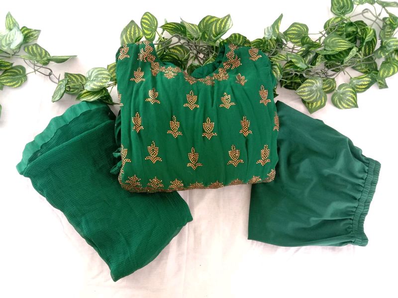 Green Embroidered Salwar Kameez