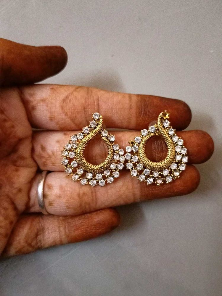 Statement Gold &amp; Crystal Earrings