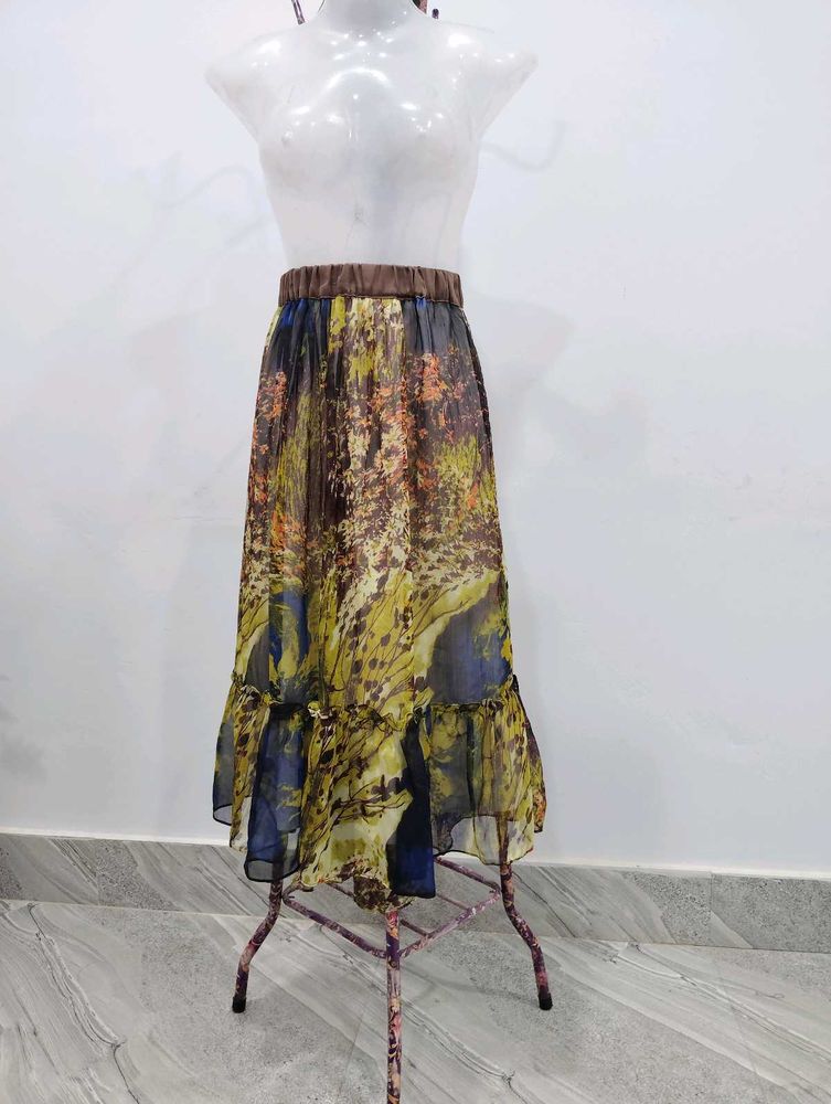 Floral Print Ruffle Skirt