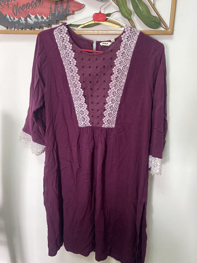 Purple Lace Trim Kurta