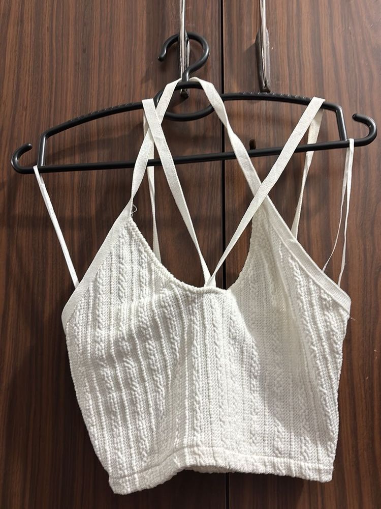 White Knitted Halter Top