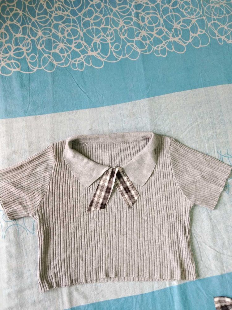 Cute Collared Knit Top