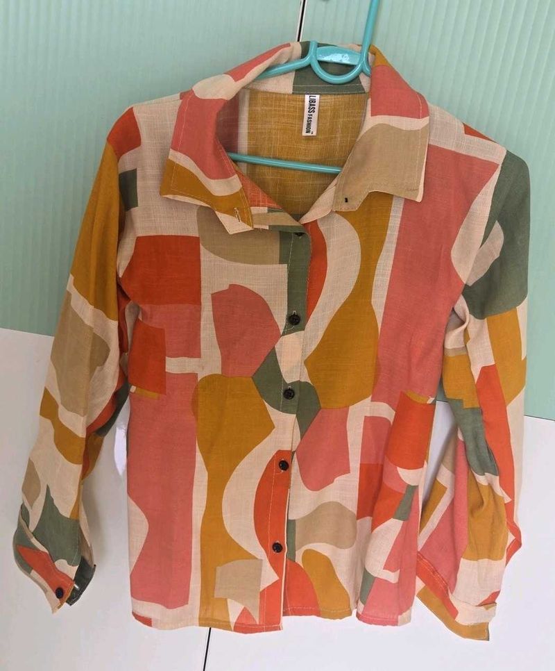 Abstract Print Button-Down Shirt