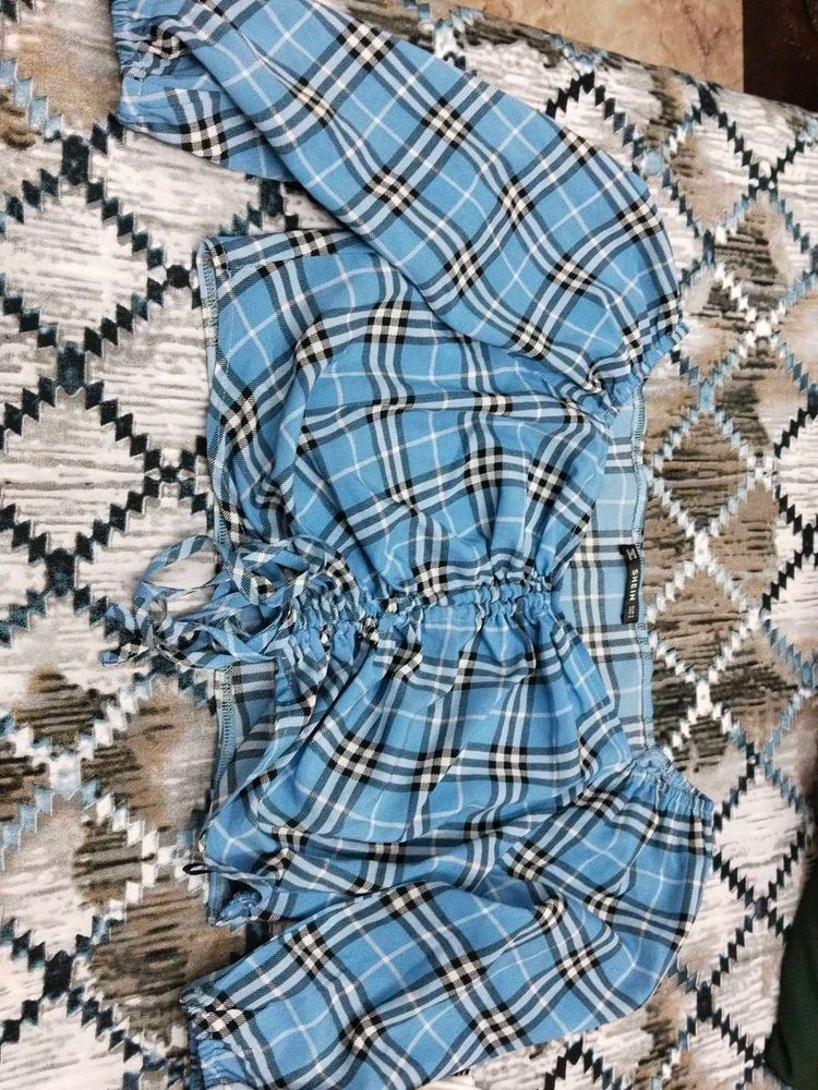 Blue Plaid Top