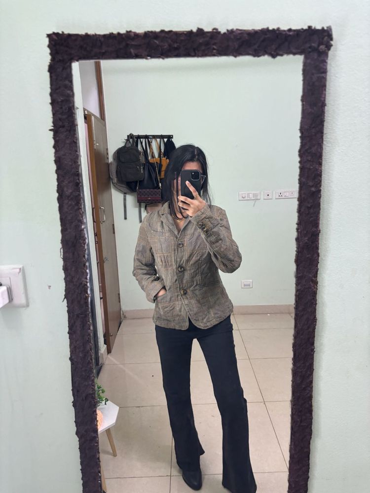 GAP Vintage 90s Brown Patchwork Jacket Blazer