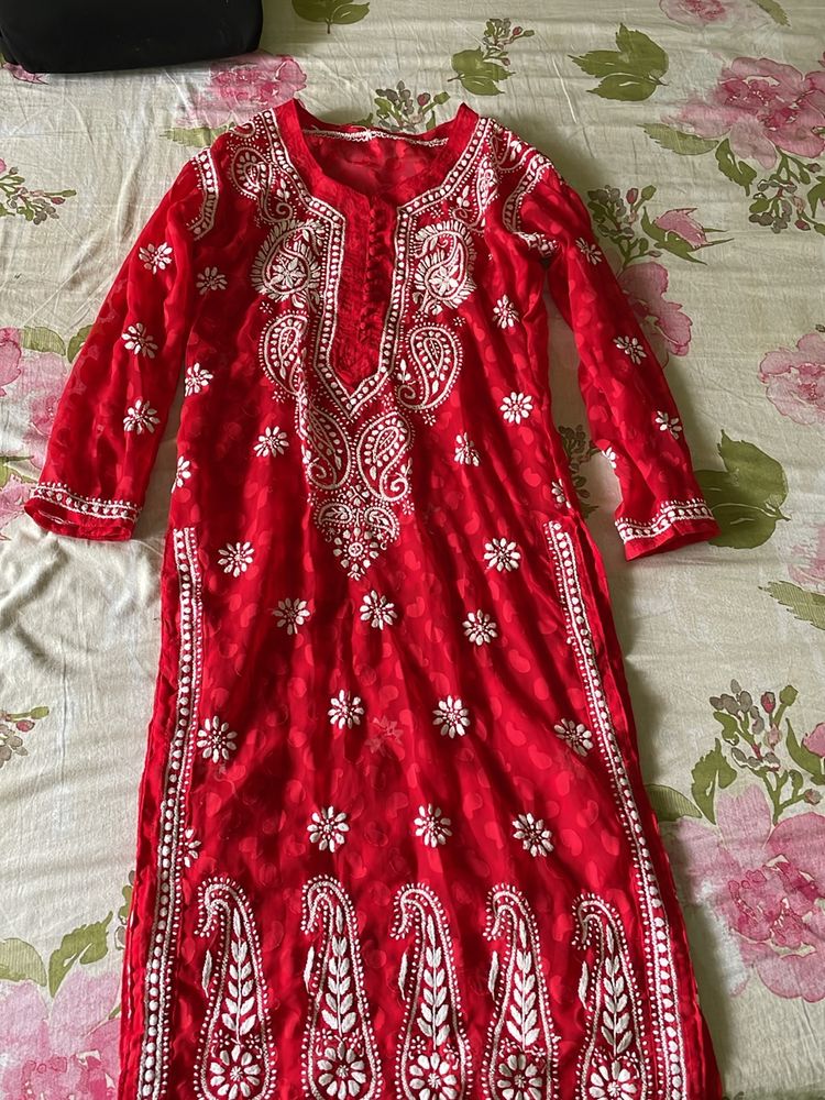See Through Chikankari Kurta