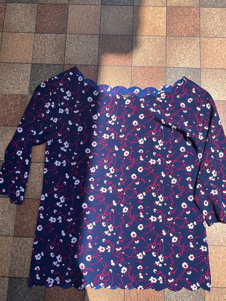 Exactly New Maurices Floral Scalloped Blouse