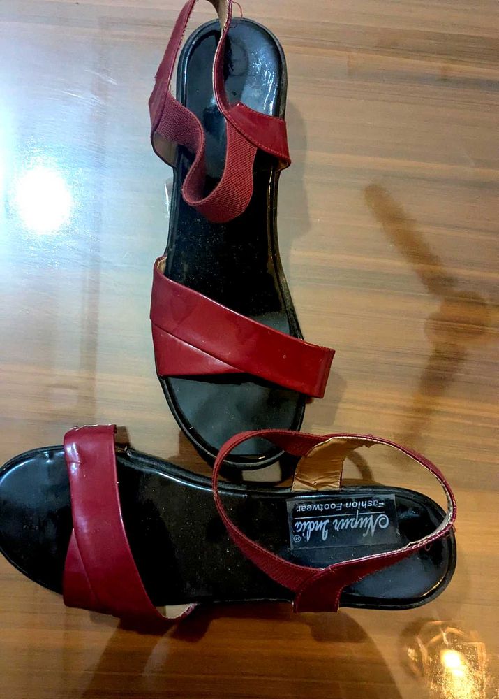 Burgundy Strap Sandals